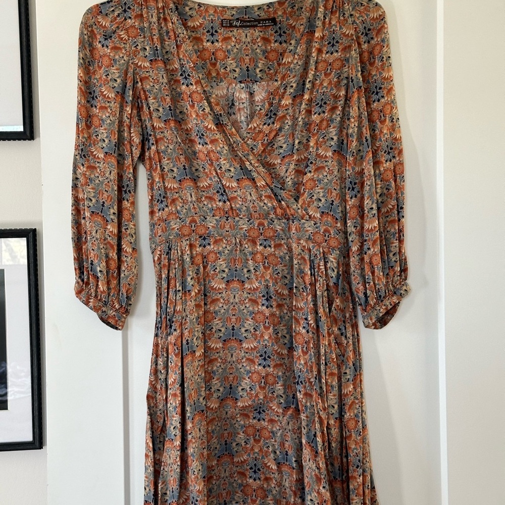 Floral Print Dress with Denim Vest - Picture 2 of 8